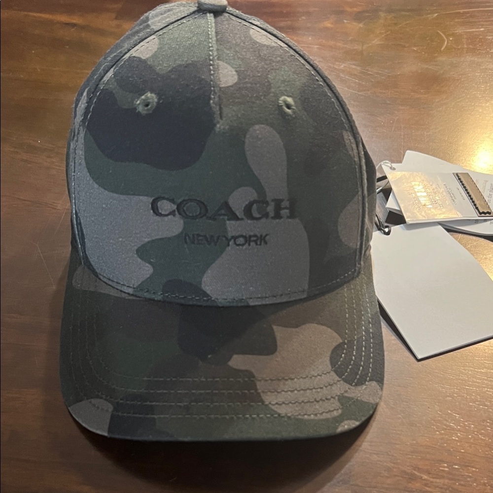 Coach Women’s Green and Black Camouflage Hat